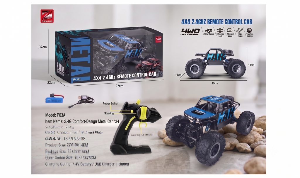 METAL MAX 1:14 Scale 4x4 All-Terrain Remote Control Rock Crawler
