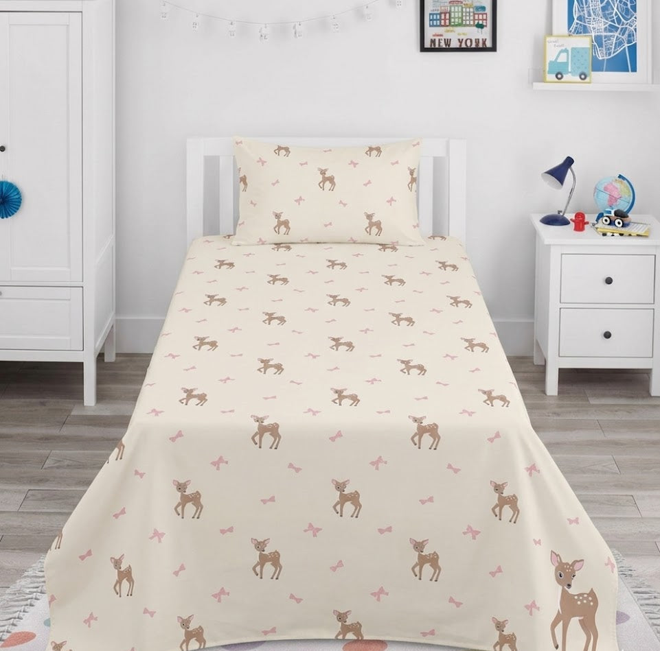 Happy Deer kisds Cotton Bed Sheet