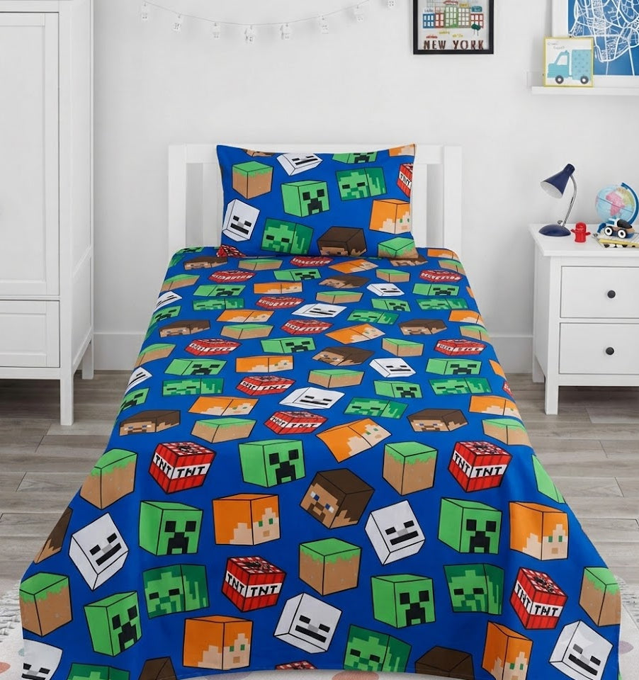 Minecraft characters kids Cotton Bed Sheet