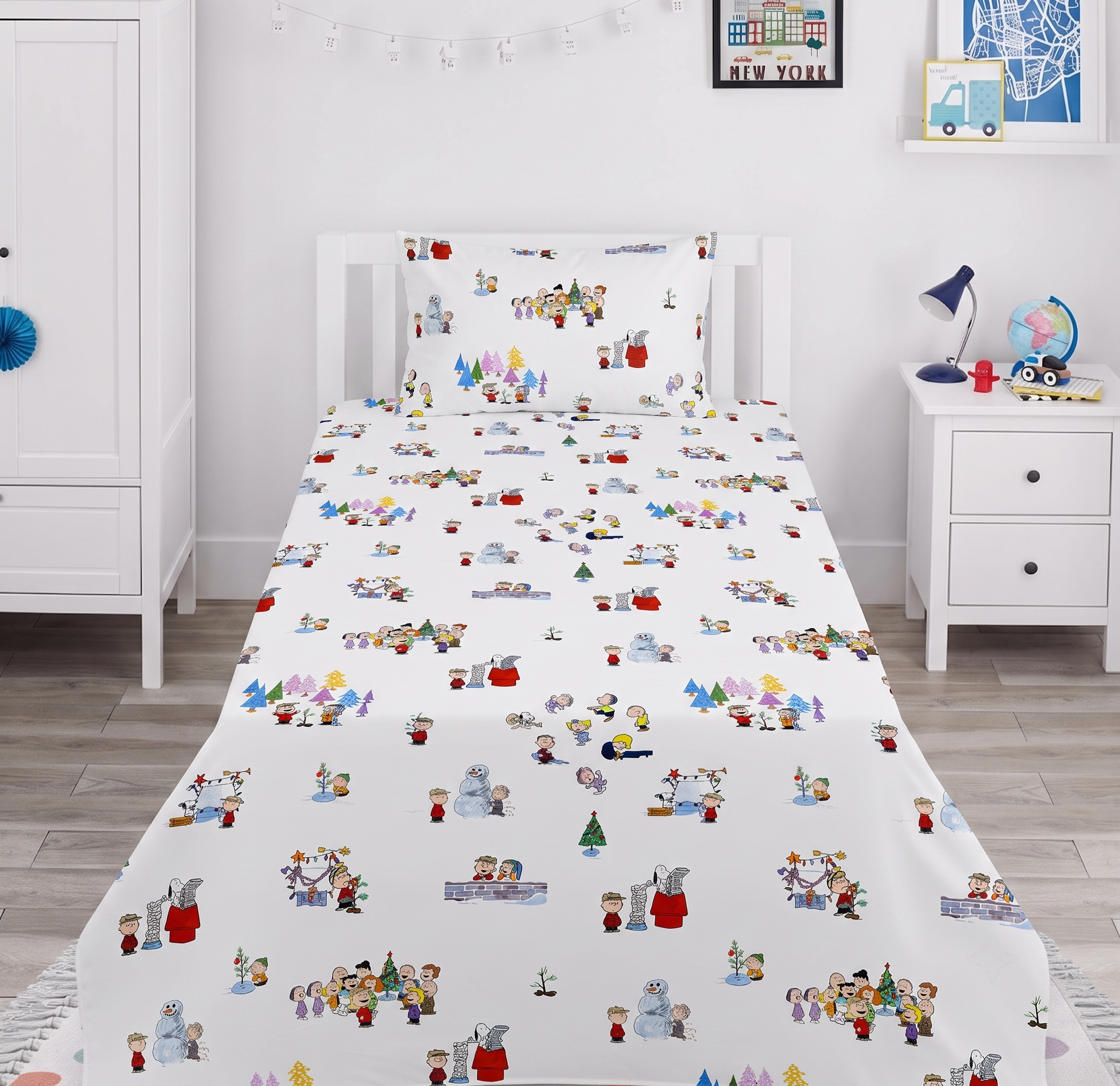 Peanuts Snoopy Holiday Kids Percale Bed Sheet