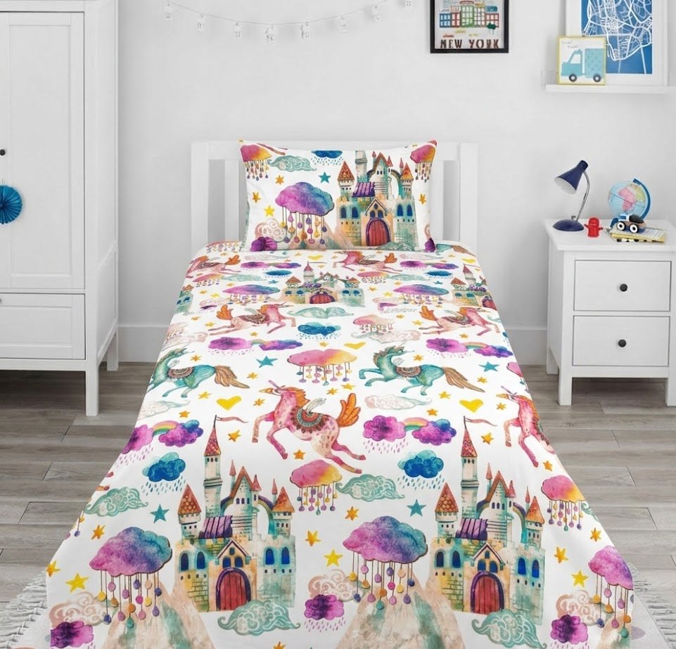 Princess Castle kids Cotton Bed Sheet