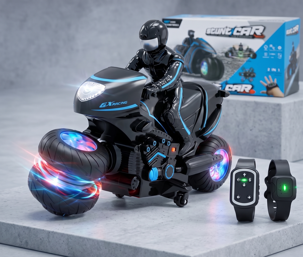 REMOTE CONTROL STUNT BIKE WITH WATCH FOR KIDS
