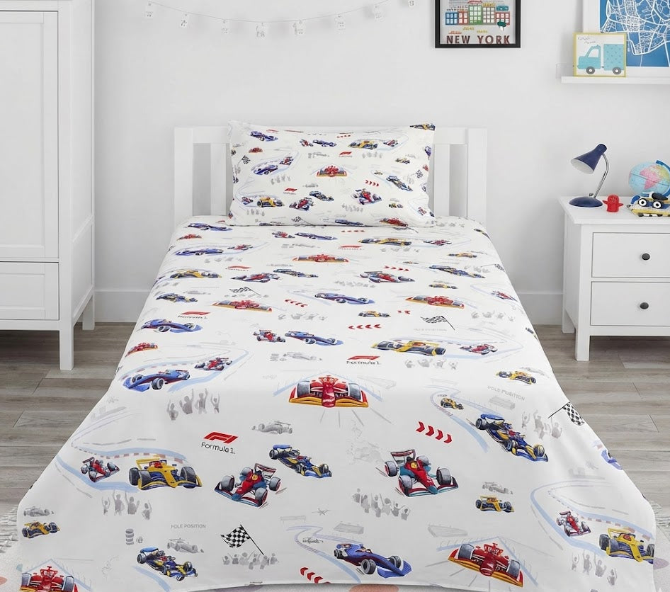 Racing car Themed kids Cotton Bed Sheet