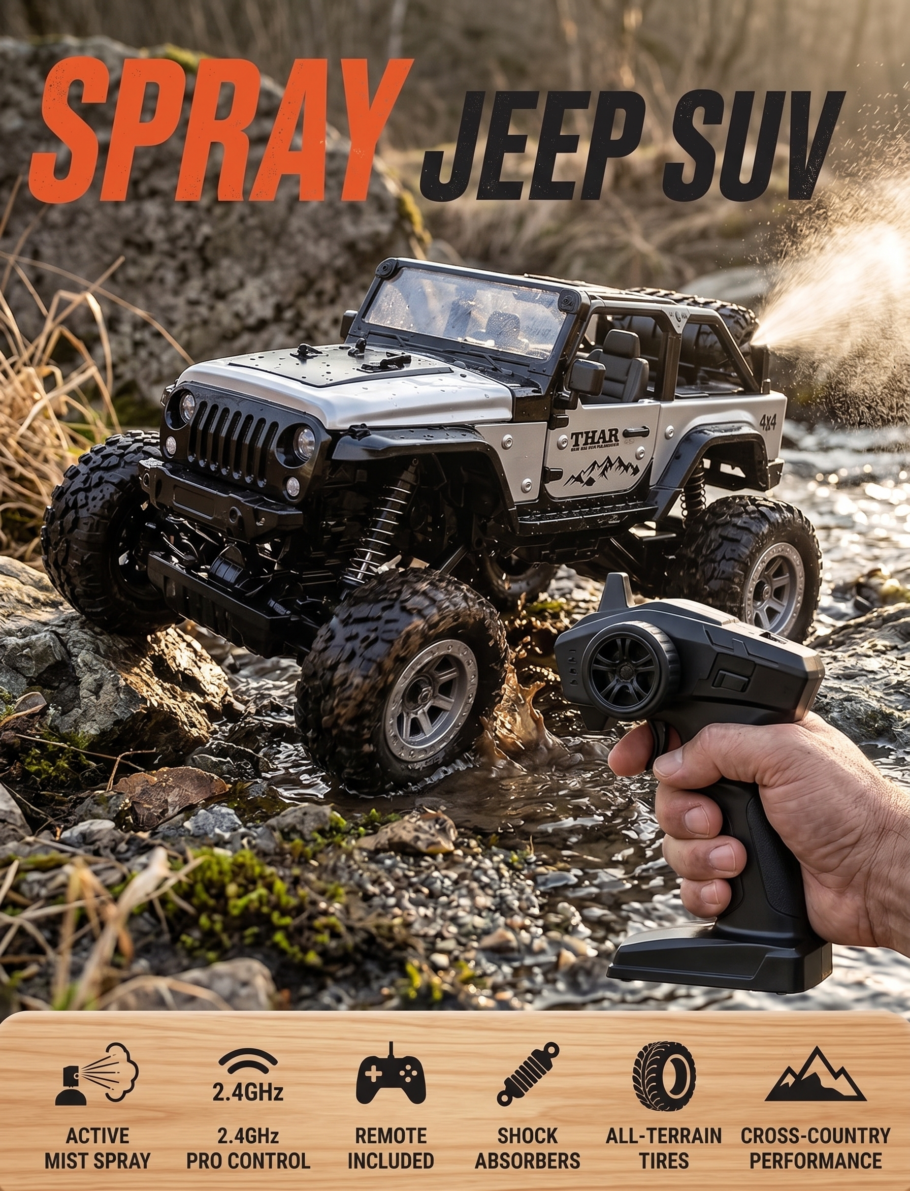 Remote Control  Spray Metal SUV Jeep