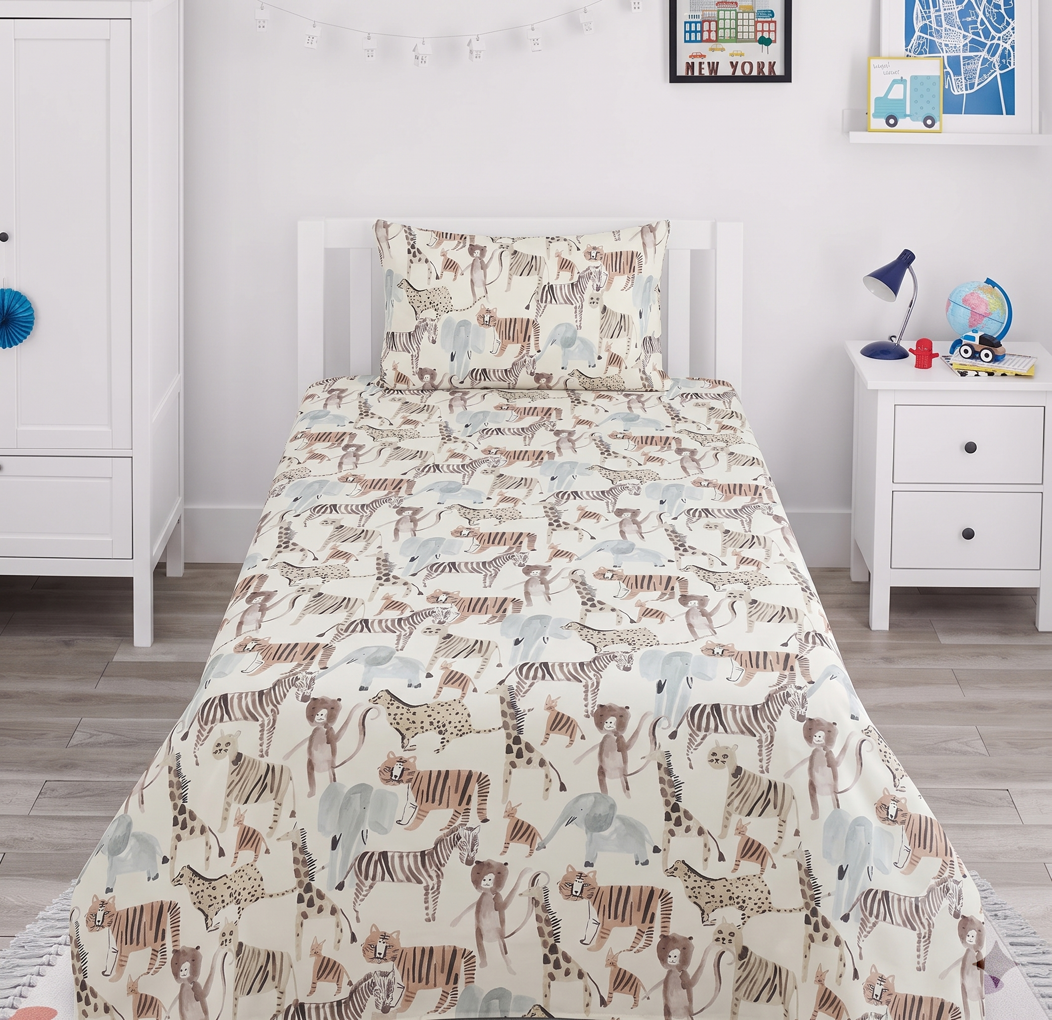 Safari Animals Kids Percale Bed Sheet
