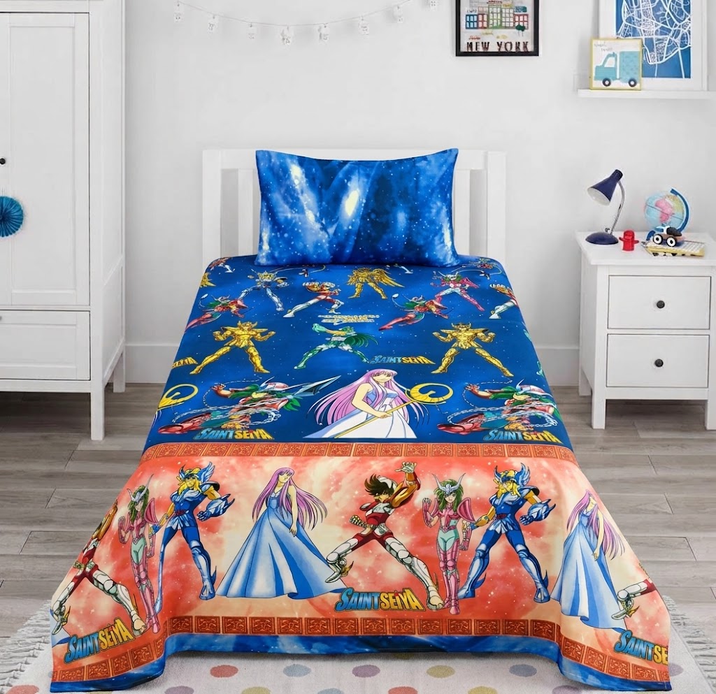 Saint Seiya And Characters Themed kids Cotton Bed Sheet