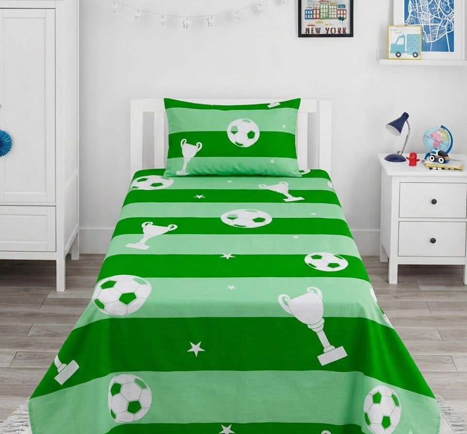 Soccer Ball and Trophy kids Cotton Bed Sheet