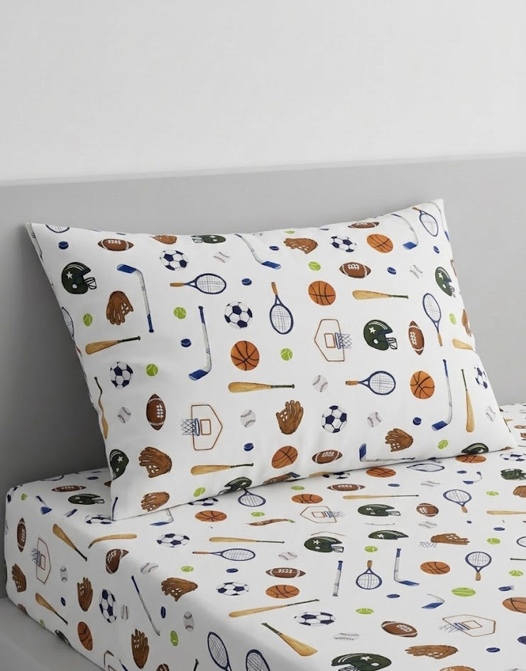 Sports Themed kids Cotton Bed Sheet