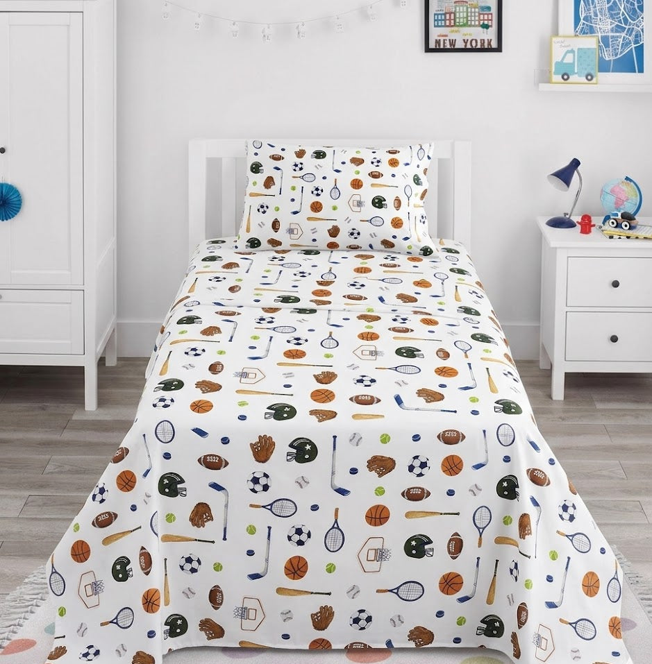 Sports Themed kids Cotton Bed Sheet