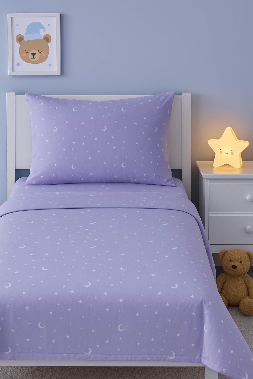 Star and Moon kids Cotton Bedsheet  kidnkitty