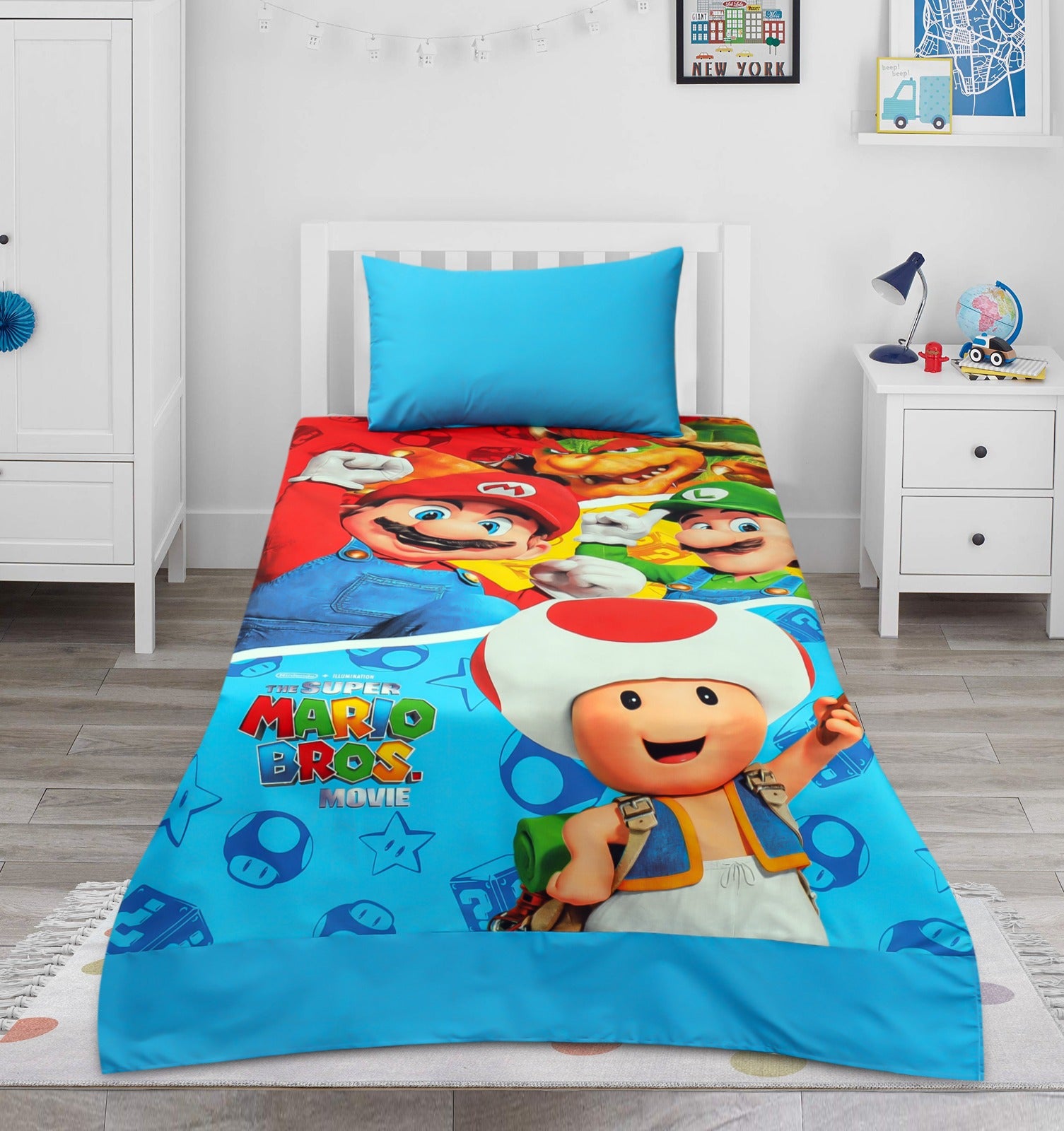 Super Mario Bros kids Cotton Bed Sheet