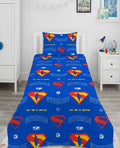 Superman Iconic S-shield logo kids Cotton Bed Sheet