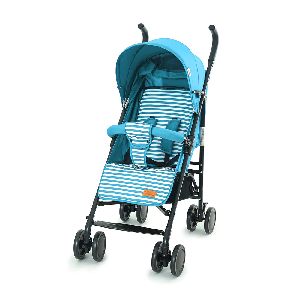 TINNIES BABY BUGGY STROLLER – GREEN STRIPED, LIGHTWEIGHT & FOLDABLE BABY PRAM