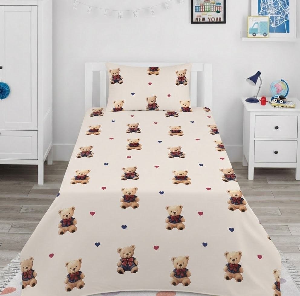 Teddy Bear kids Cotton Bed Sheet