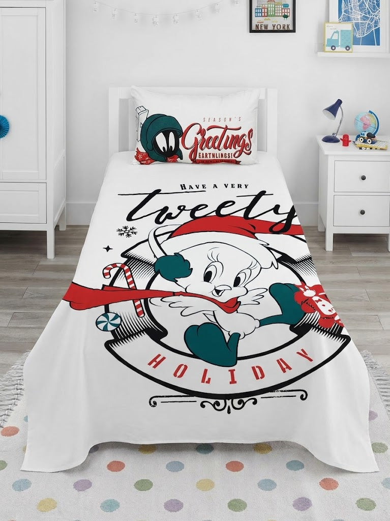 Tweety Bird Holiday Themed kids Cotton Bed Sheet