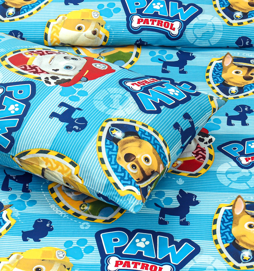Colorful Cartoon Paw Patrol Themed kids Cotton Bed Sheet