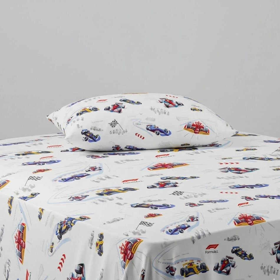 Racing car Themed kids Cotton Bed Sheet
