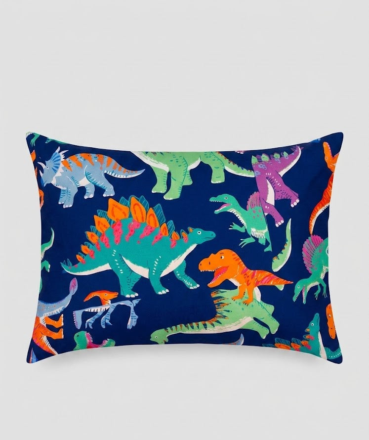 Colorful Cartoon Dinosaurs kids Cotton Bed Sheet + Pillow Cover