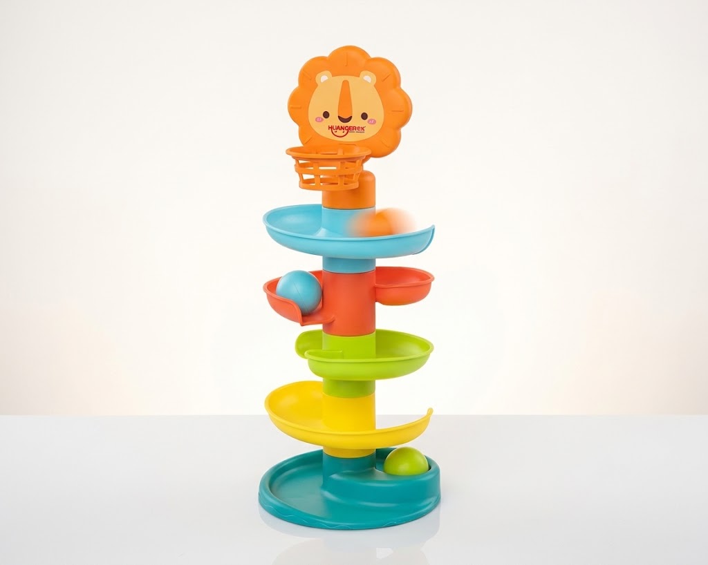 Roll Ball Early Education Drop Tower Toy with Lion Hoop