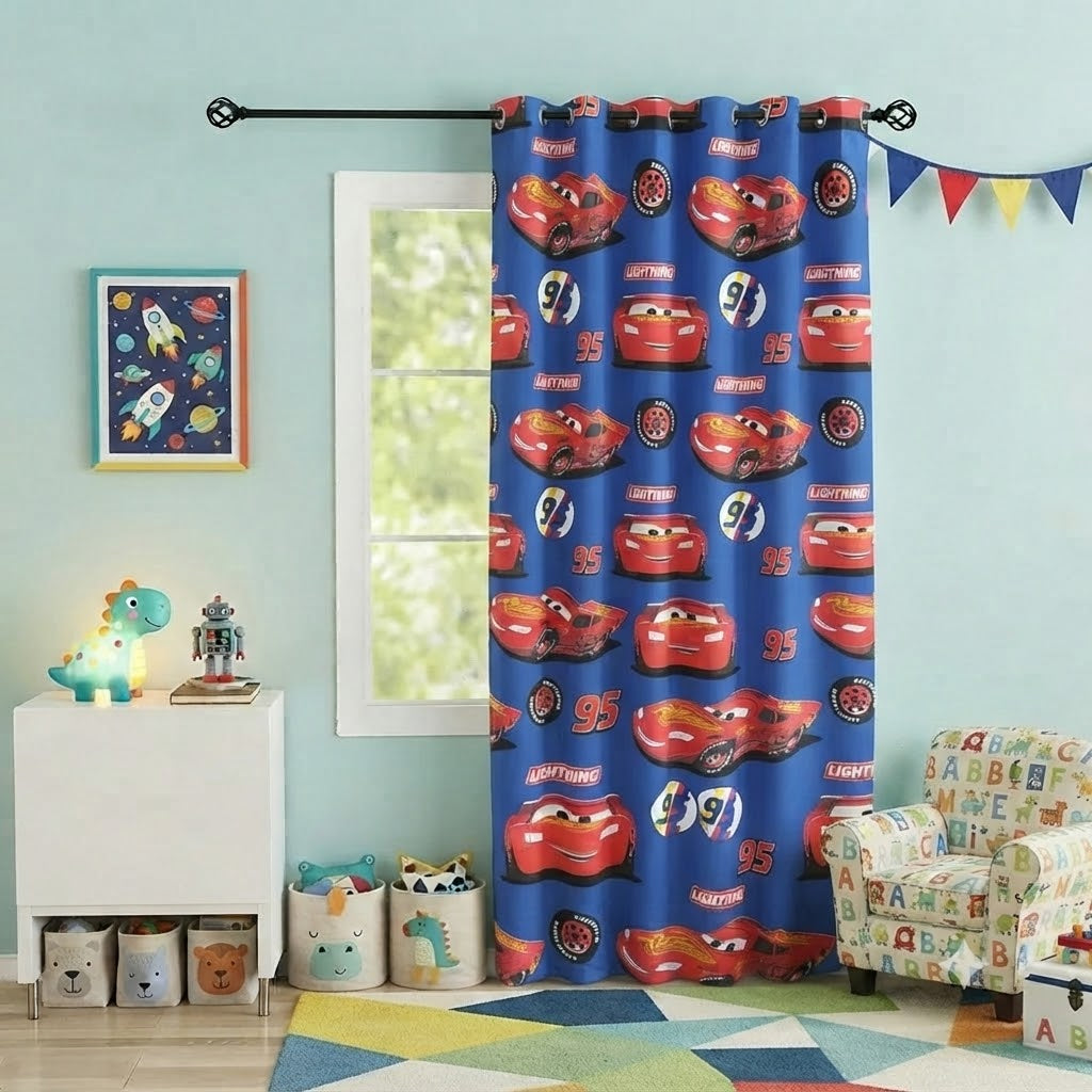 Disney Pixar Cars Lightning McQueen Kids Room Curtain