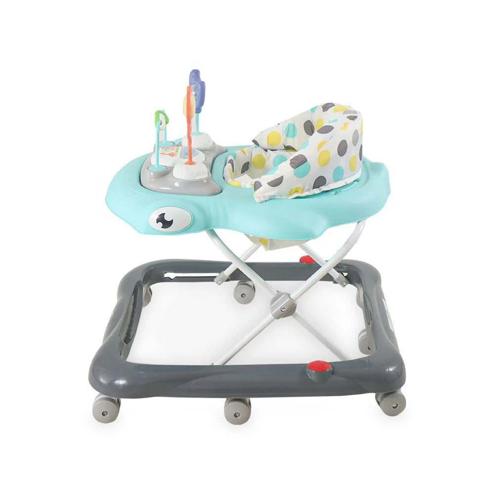 TINNIES BLUE BABY WALKER – PADDED SEAT & TOY TRAY