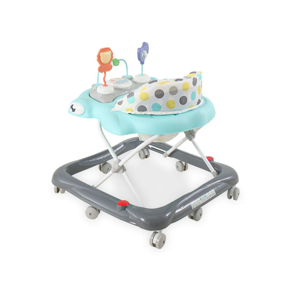 TINNIES BLUE BABY WALKER – PADDED SEAT & TOY TRAY