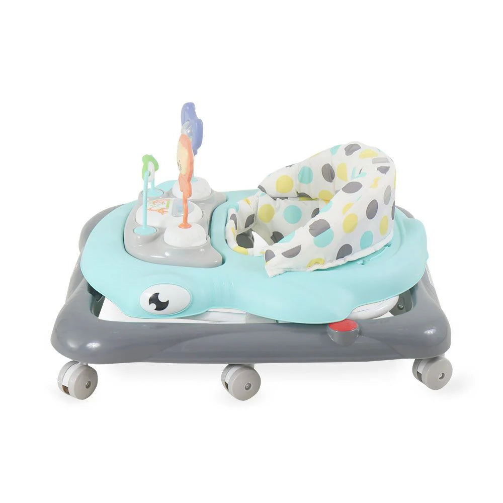TINNIES BLUE BABY WALKER – PADDED SEAT & TOY TRAY