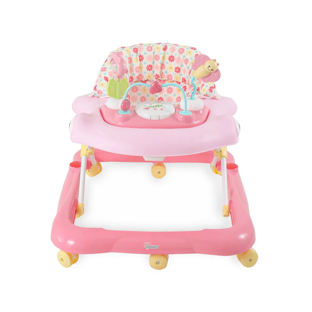 TINNIES PINK BABY WALKER – PADDED SEAT & TOY TRAY