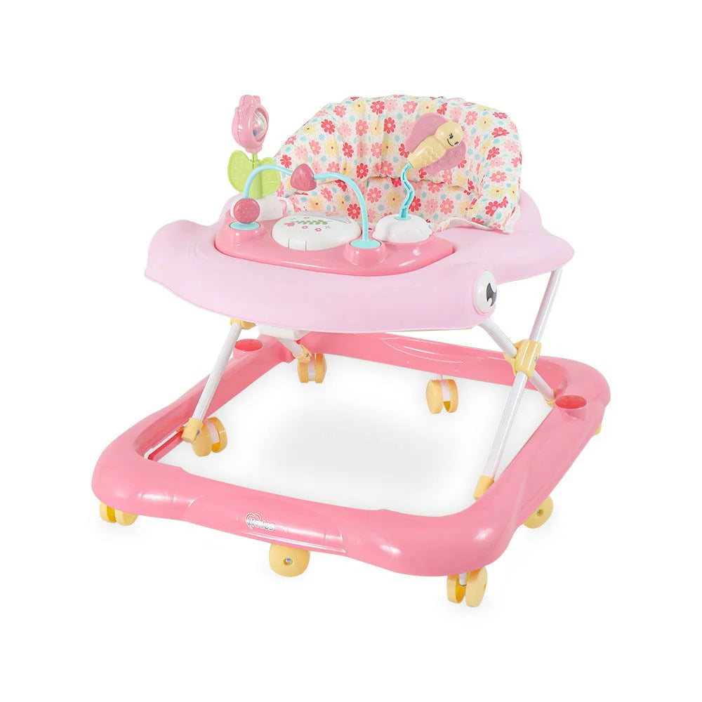 TINNIES PINK BABY WALKER – PADDED SEAT & TOY TRAY