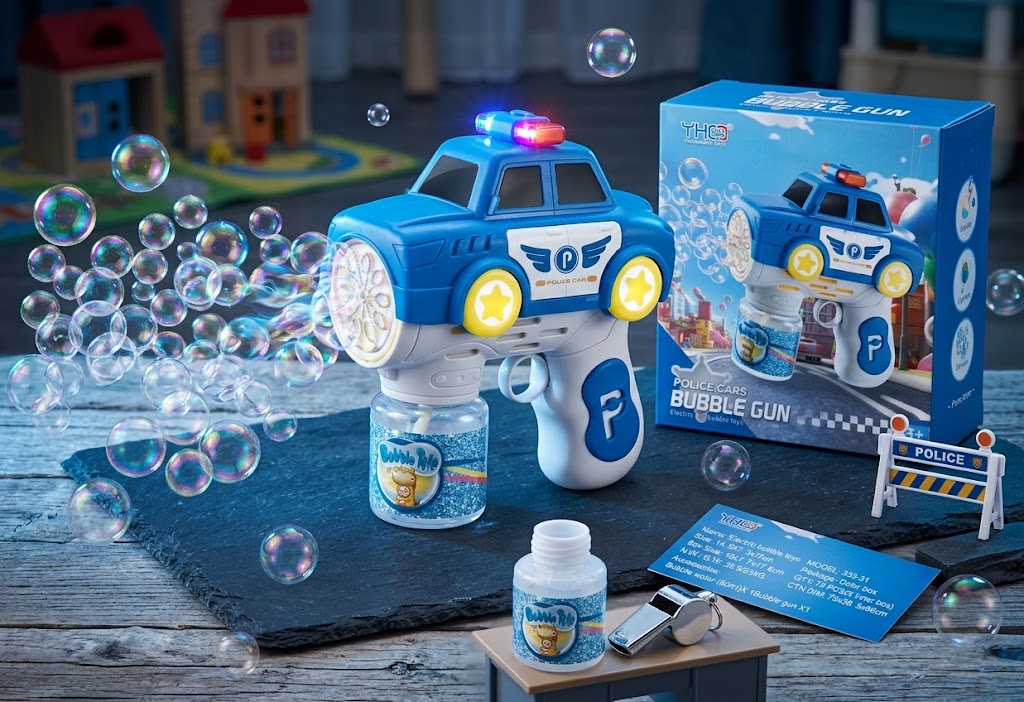 Police Cars Electric Bubble Gun with LED Lights