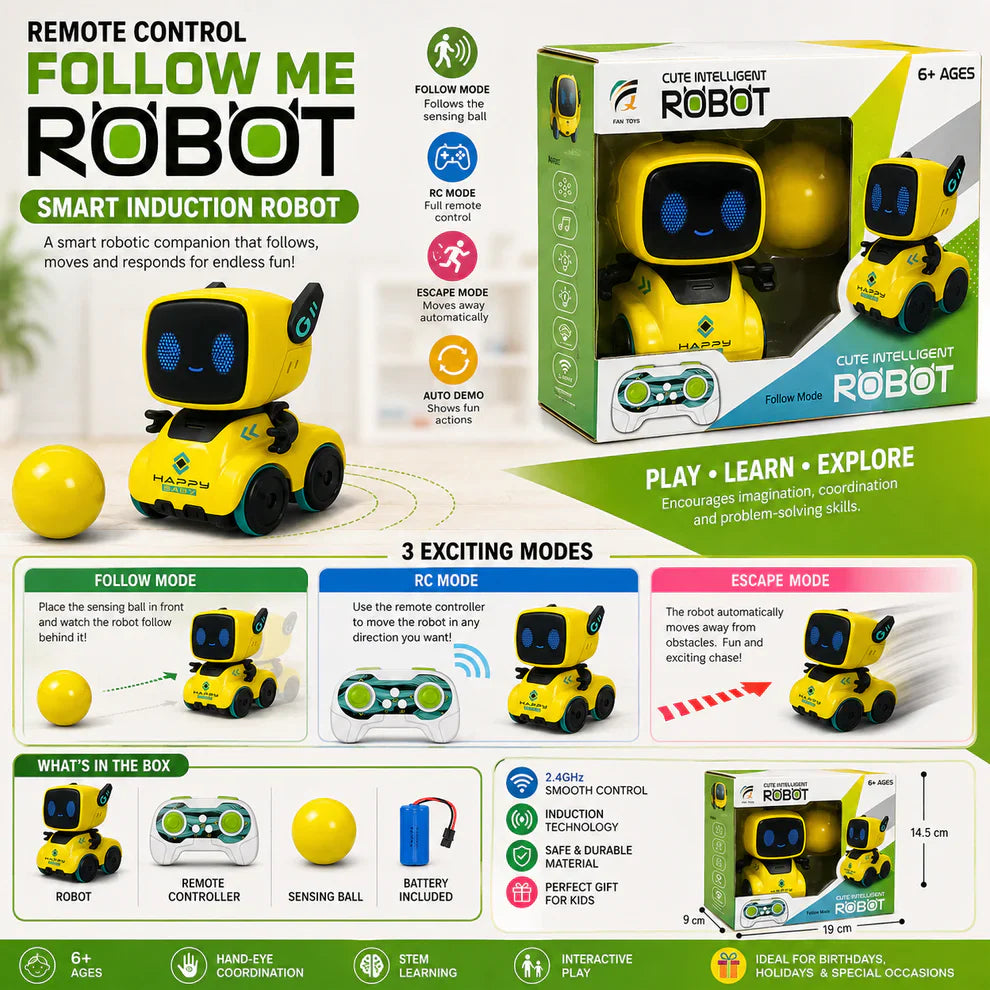 Cute Intelligent  Induction Robot with Follow Mode & Remote Control