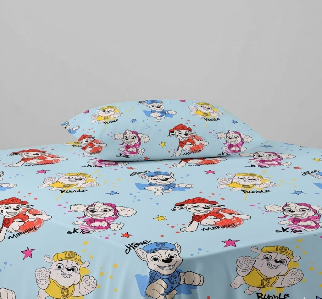 Paw Patrol characters kids Cotton Bed Sheet
