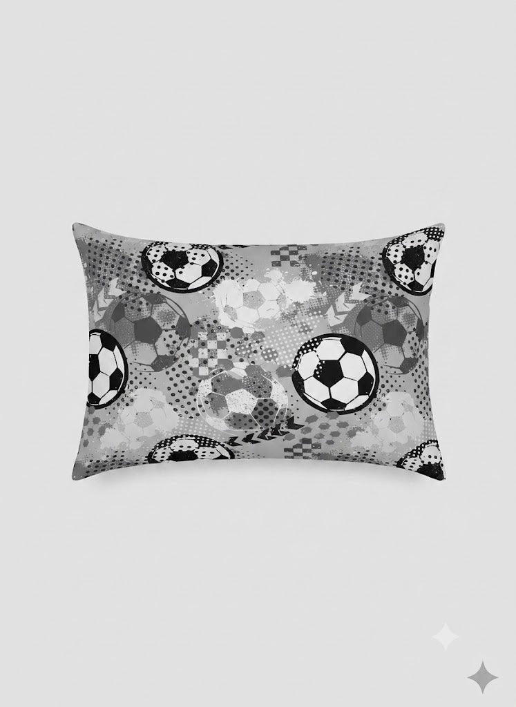 Black and White Footballs kids Cotton Bed Sheet + Pillow Cover