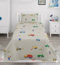 construction site themed kids Cotton Bed Sheet