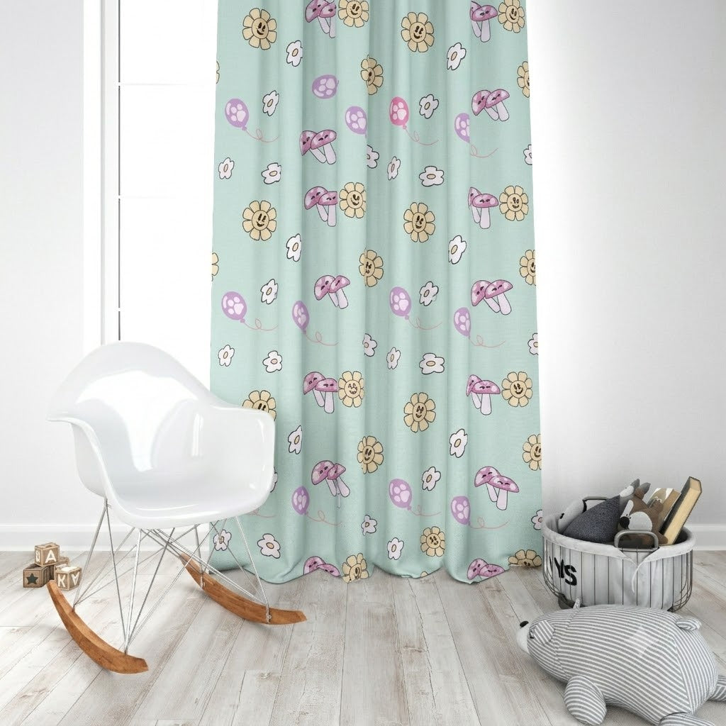 Whimsical Mushroom Kids Room Curtain