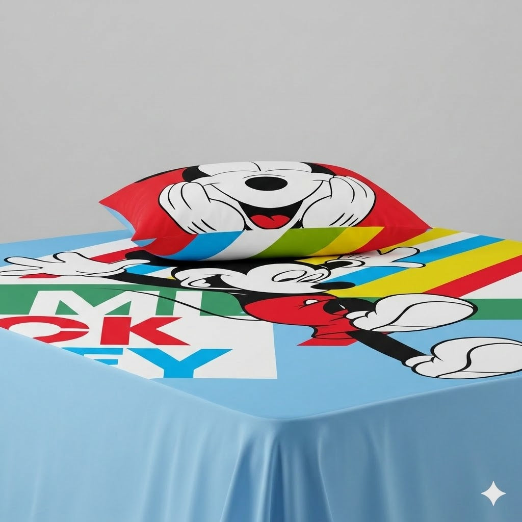 Mickey Mouse Cartoon character kids Cotton Bed Sheet
