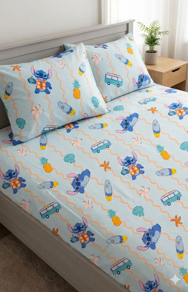 Disney character Stitch kids Cotton Bed Sheet
