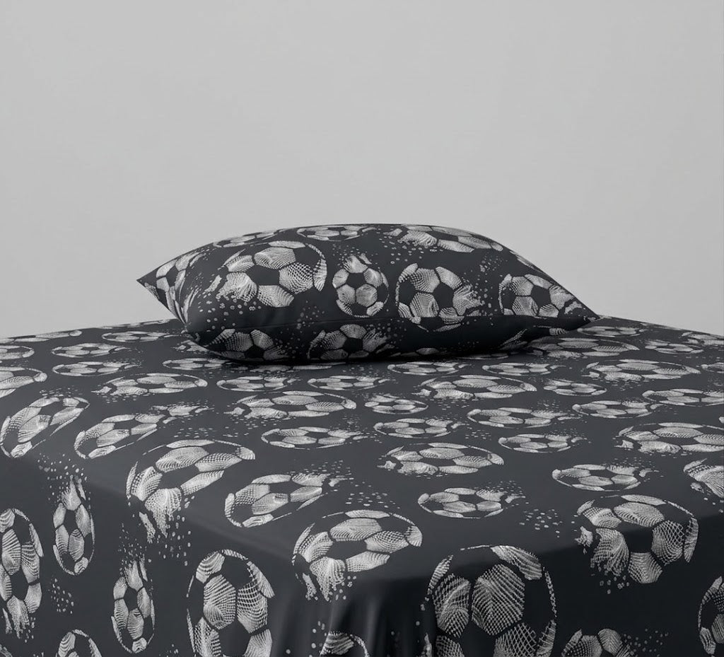 Football Grey and White kids Cotton Bed Sheet