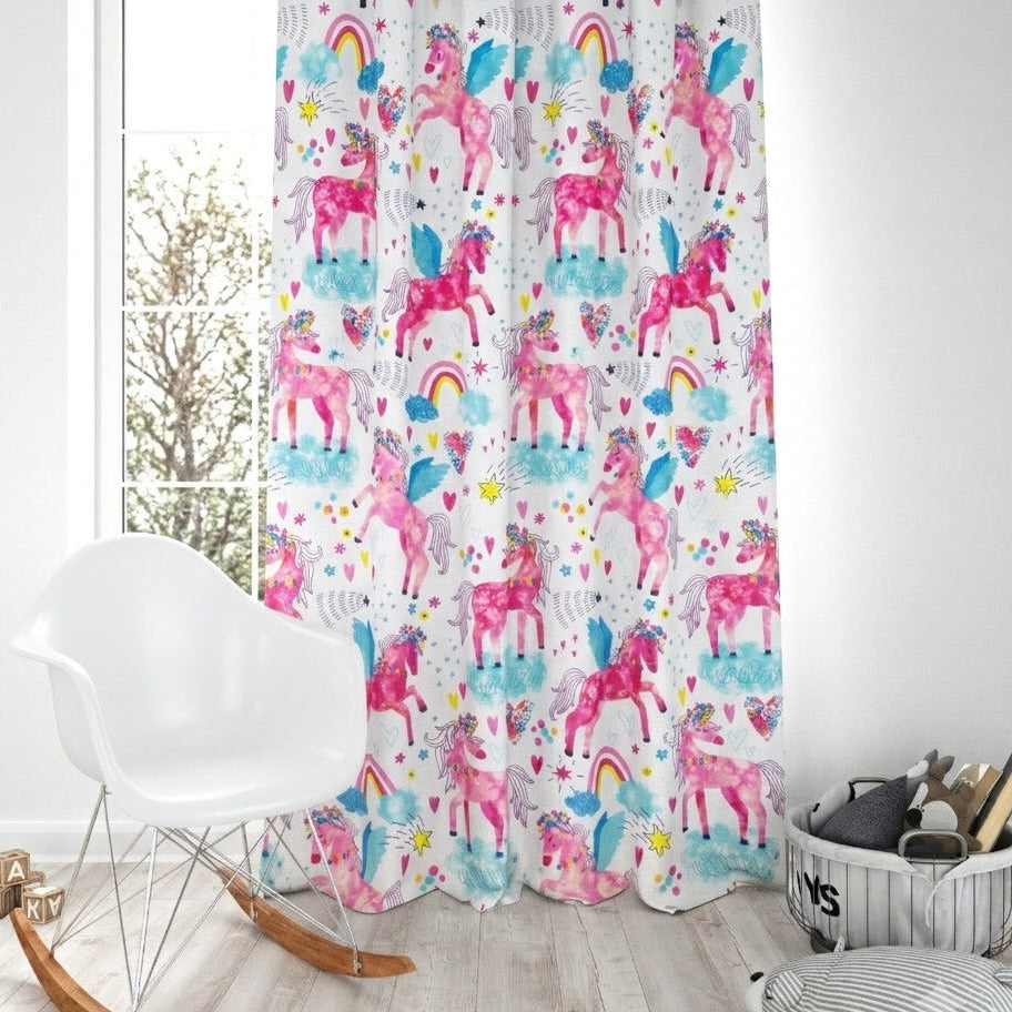 Unicorn Character Kids Room Curtain