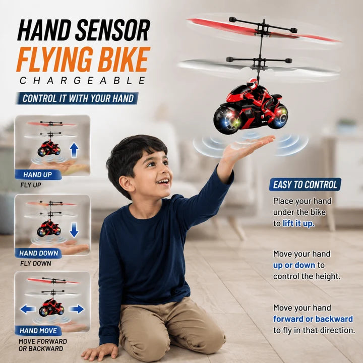 Rechargeable Hand Sensor Flying Motorcycle Toy – Infrared Sensing Hover Bike