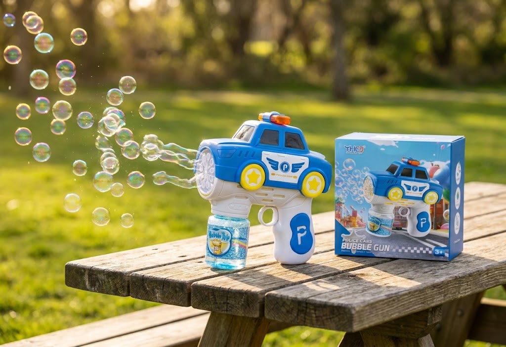 Police Cars Electric Bubble Gun with LED Lights