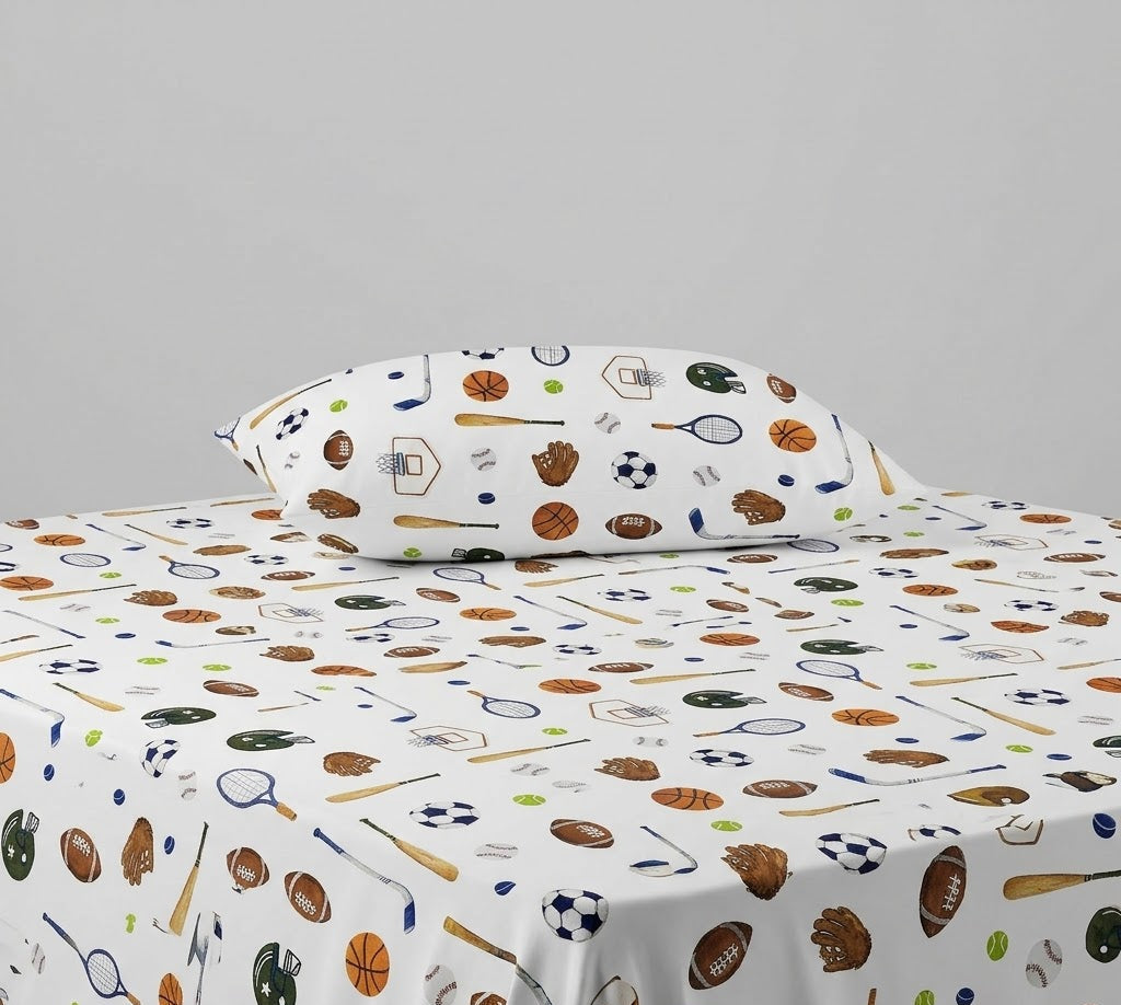 Sports Themed kids Cotton Bed Sheet