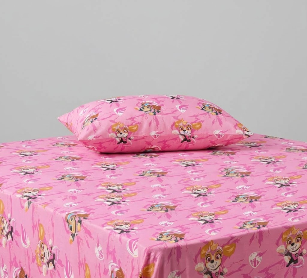 Bright Pink Paw Patrol kids Cotton Bed Sheet