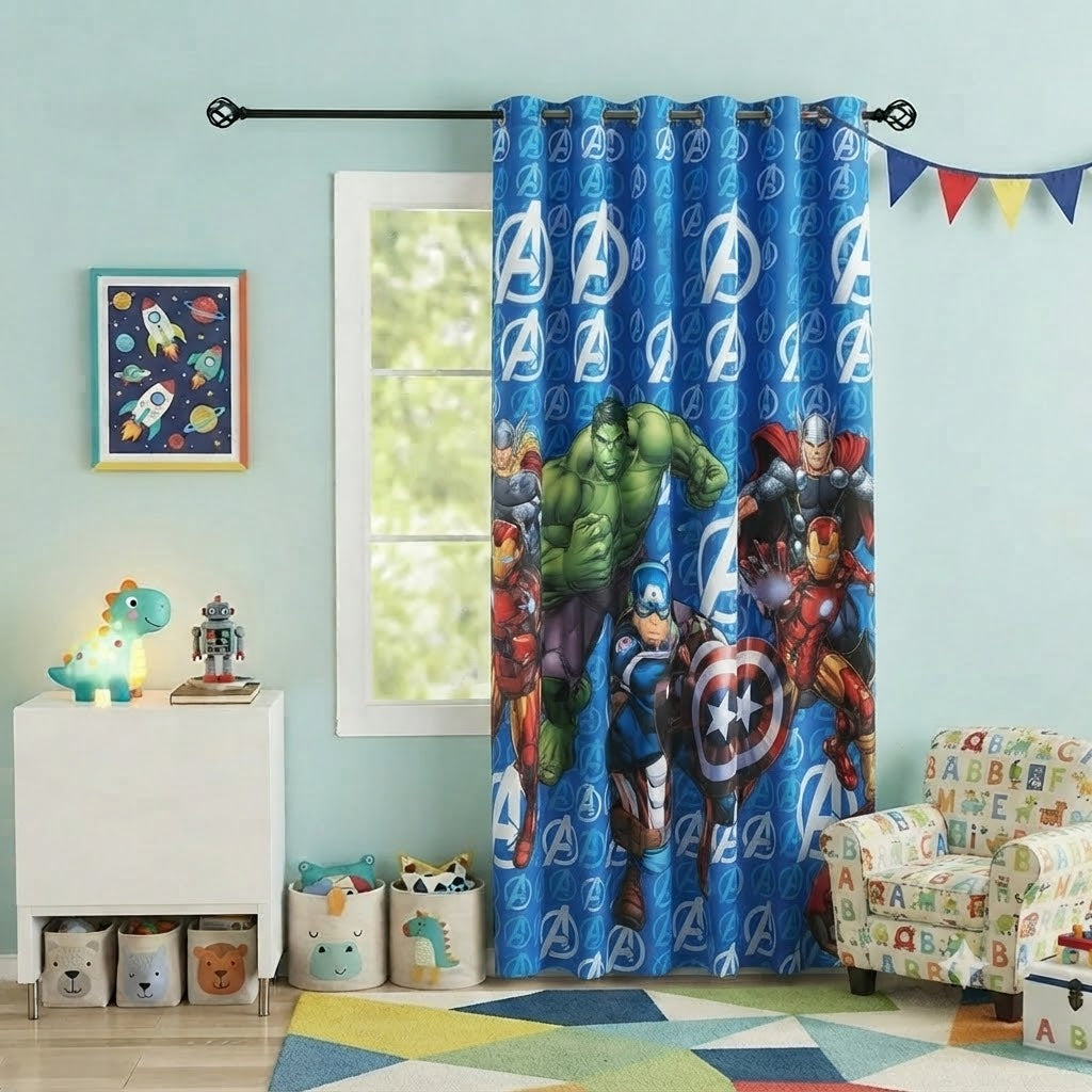 Marvel Avengers Characters Kids Room Curtain