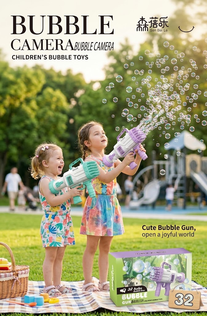 32-Hole Bubble Gun Blaster – Fun Outdoor Bubble Toy
