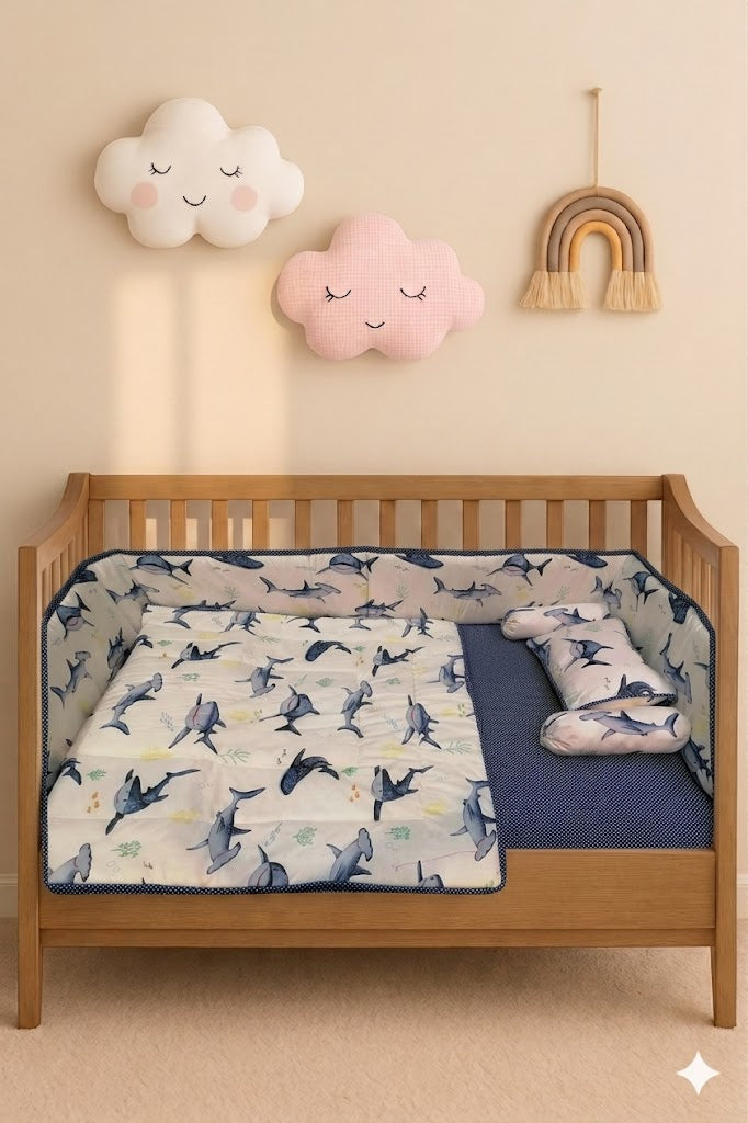Shark Themed  Baby Cot Set