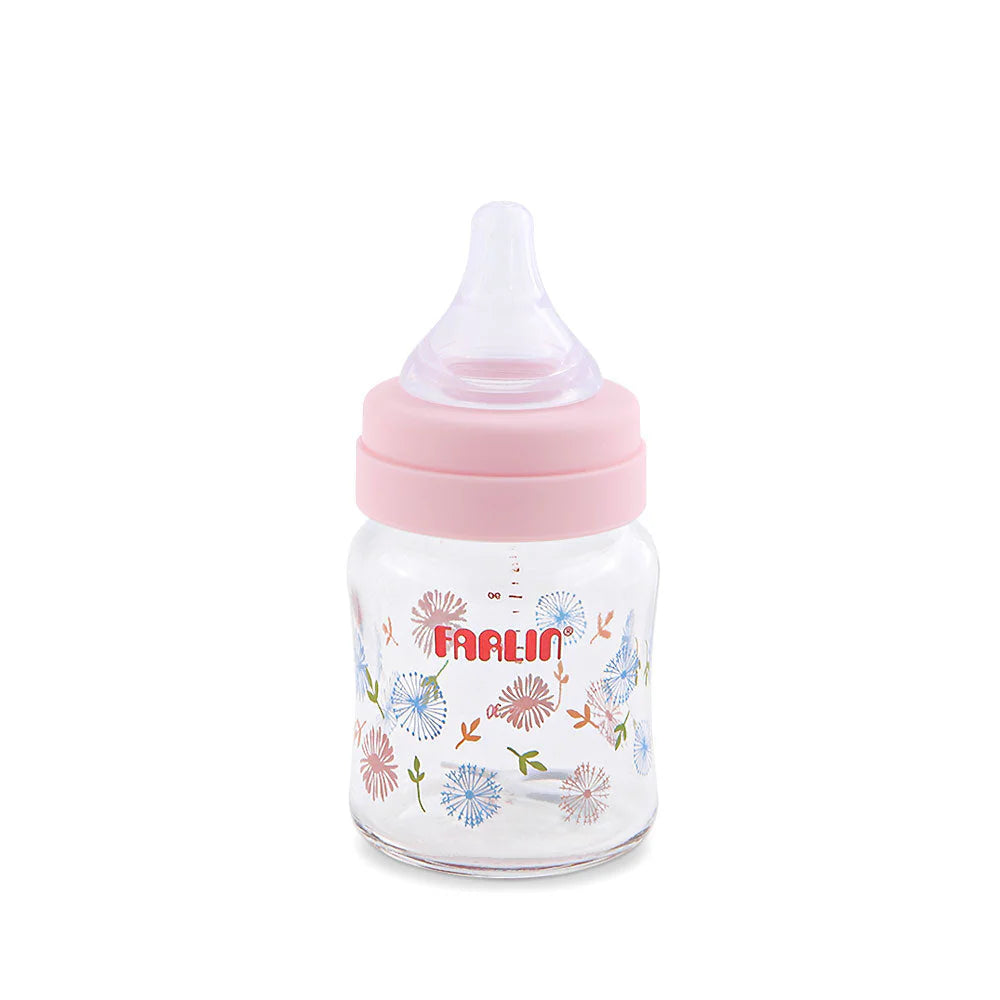 FARLIN WIDE NECK GLASS FEEDER 120ML - PINK