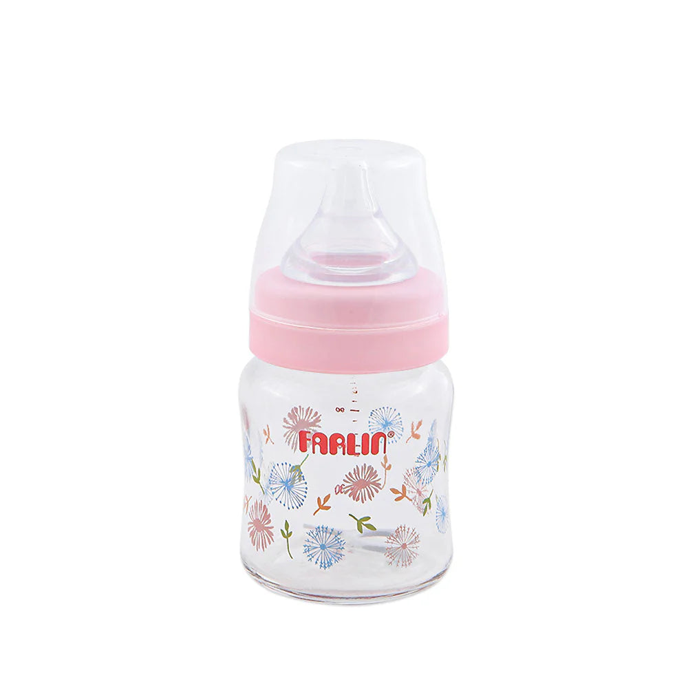 FARLIN WIDE NECK GLASS FEEDER 120ML - PINK