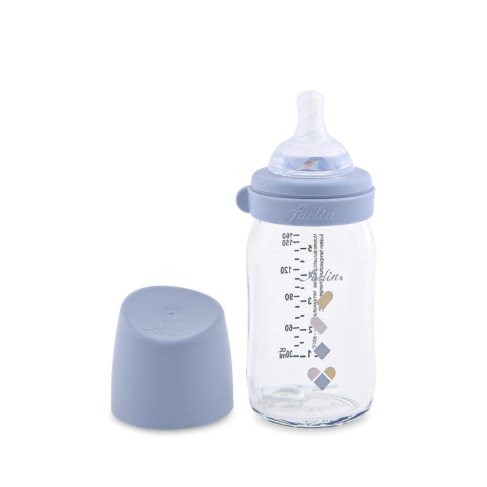FARLIN WIDE NECK GLASS FEEDER 160ML - BLUE
