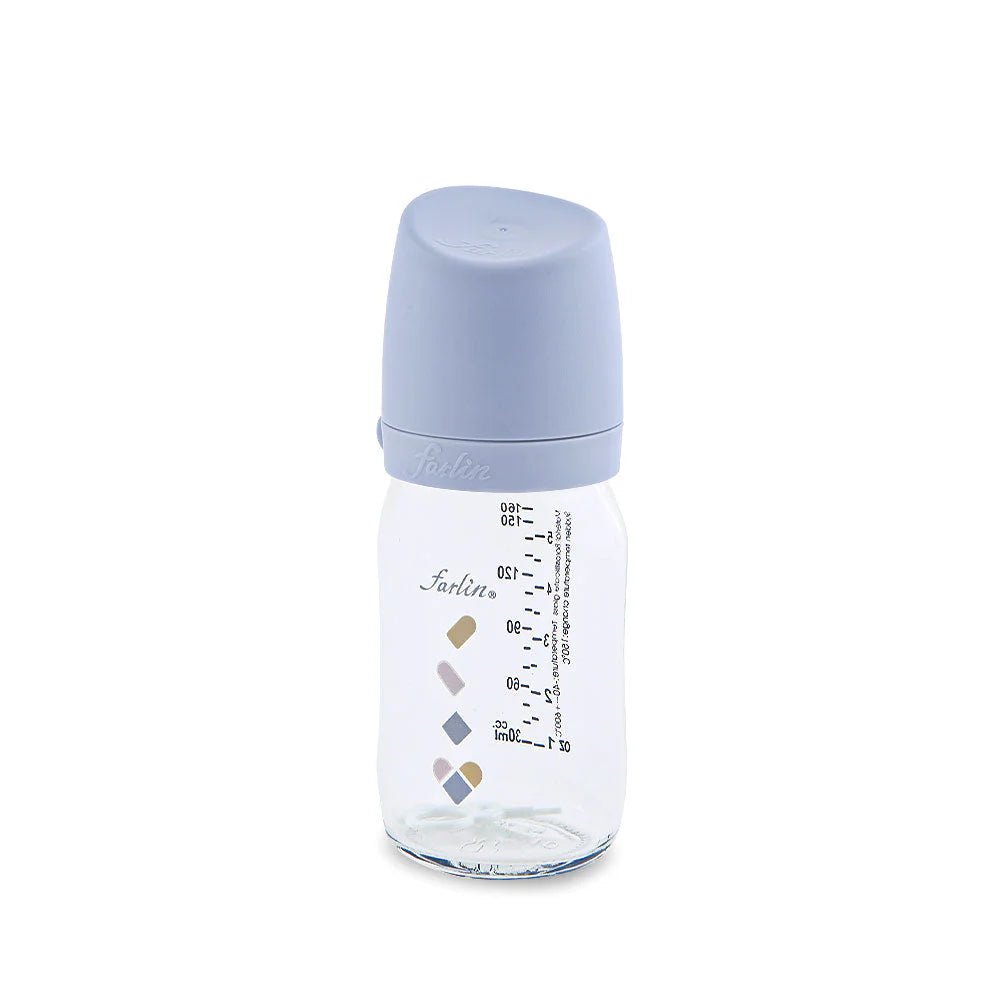 FARLIN WIDE NECK GLASS FEEDER 160ML - BLUE